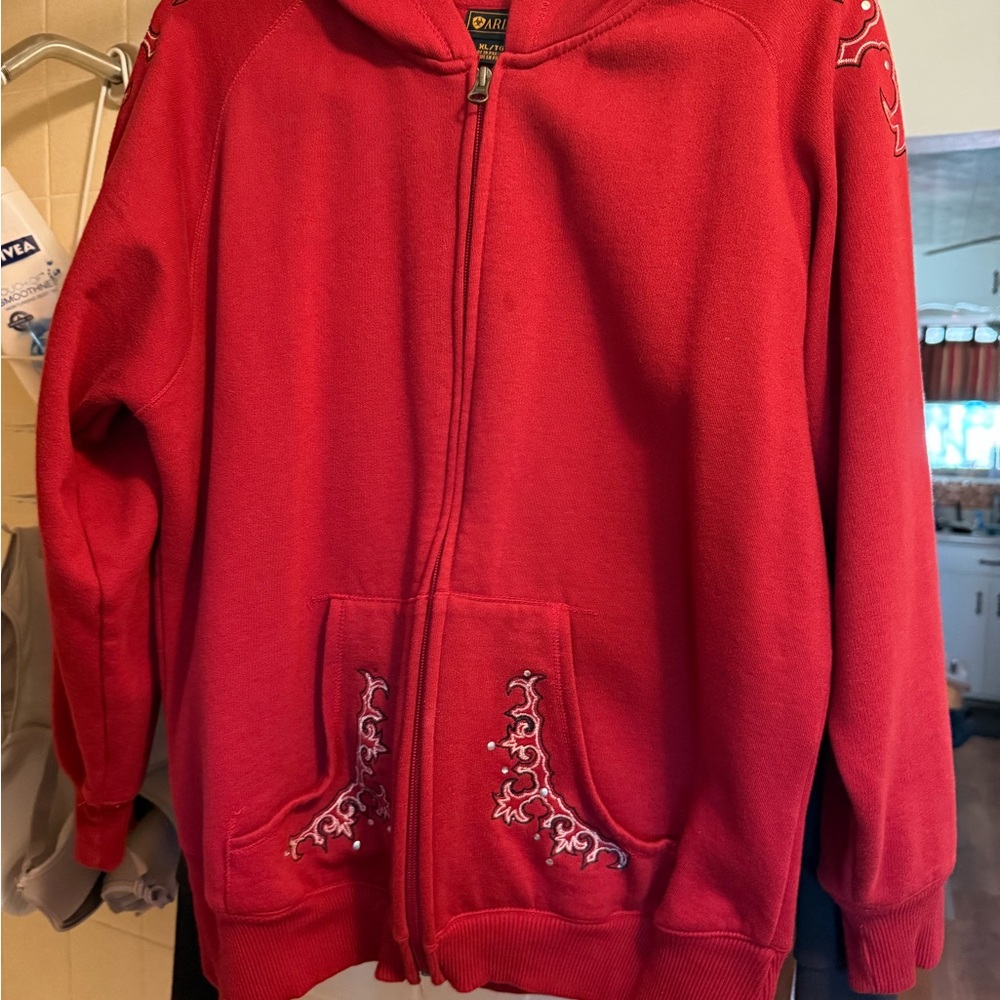 Ariat Women’s Red Zip-Up Hoodie with Embroidery
